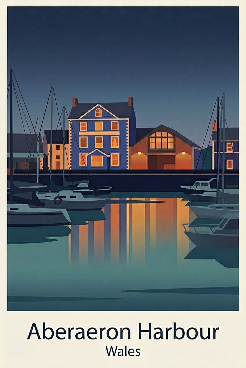 Aberaeron Harbour poster in Ceredigion, Wales