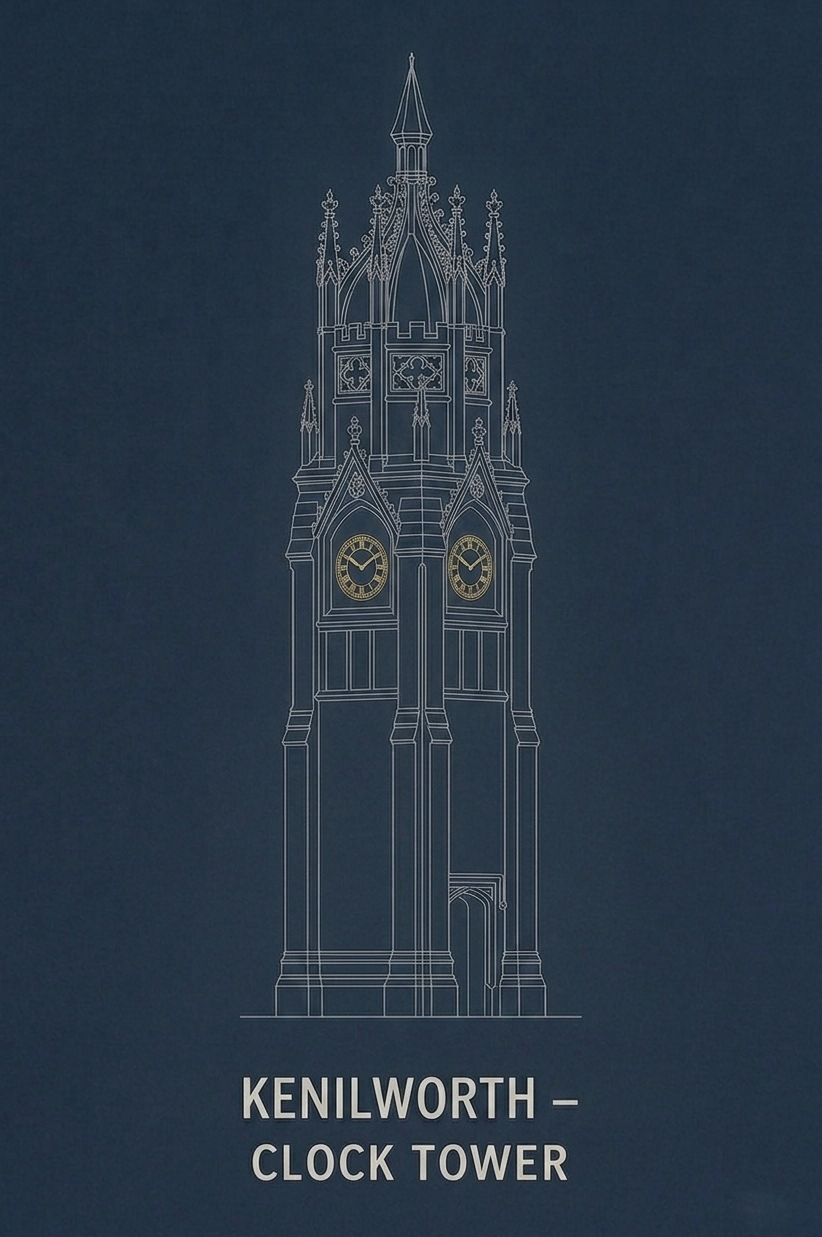 Kenilworth Clock Tower poster in Warwickshire