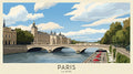 La Seine Paris travel poster featuring the River Seine, Pont au Change and historic Conciergerie