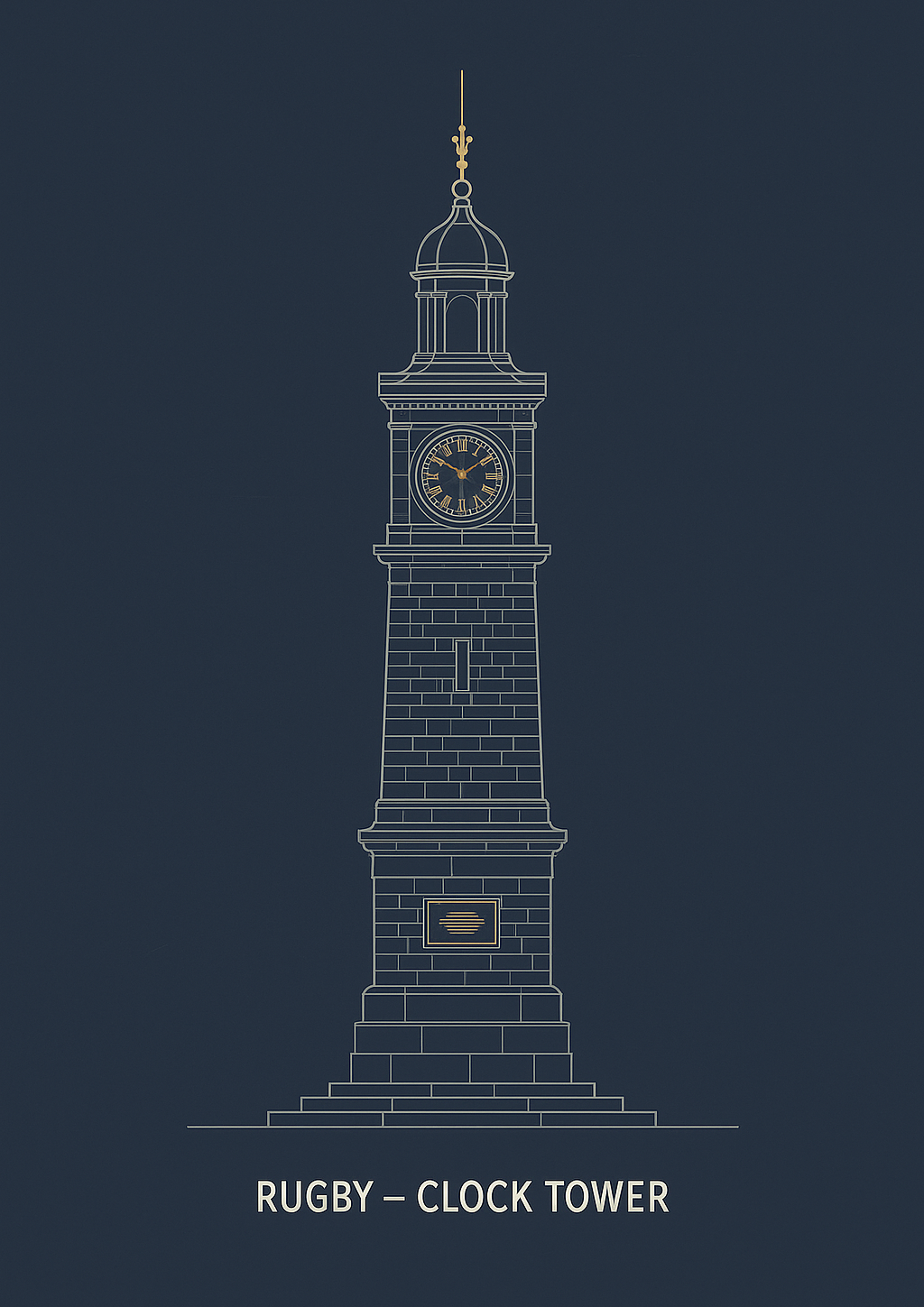 Rugby Clock Tower poster in Warwickshire