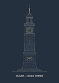 Rugby Clock Tower poster in Warwickshire