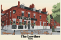 Vintage travel poster of The Lowther pub in York, England.